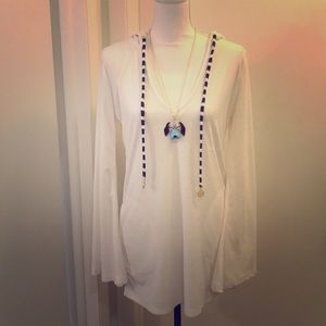 White and‎ Navy hoodie coverall size small